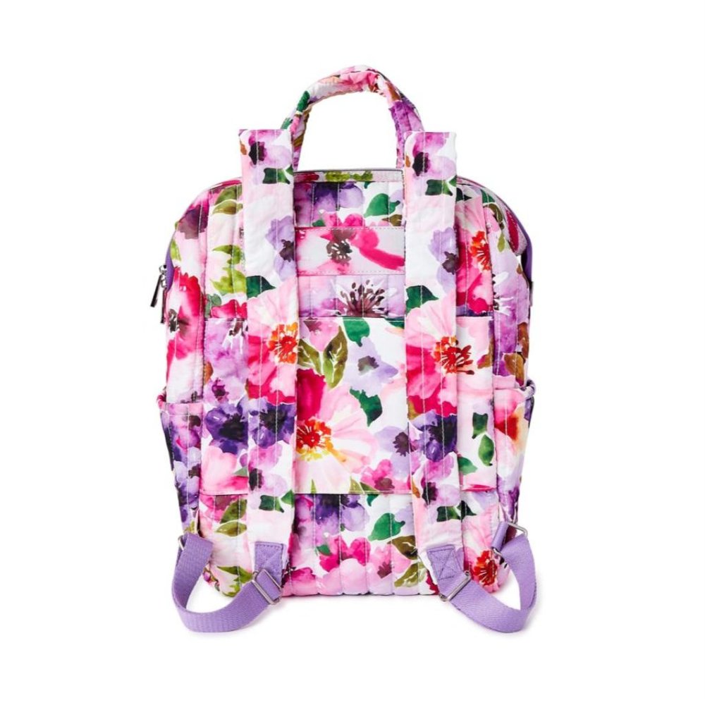 Floral Quilted Backpack Tote - Pink Multi - Picture 3 of 5